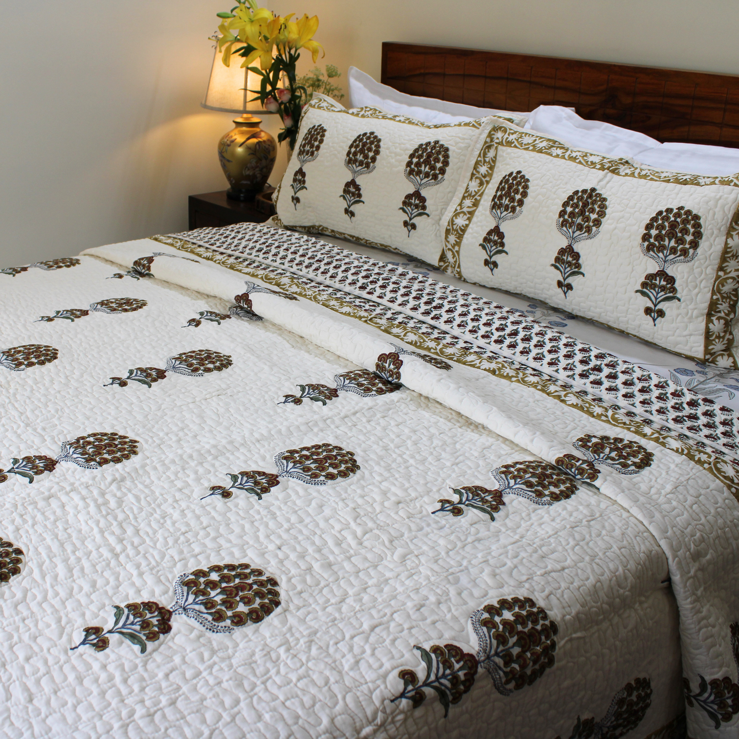 Anand Bagh-Handblock Quilted Bedcover