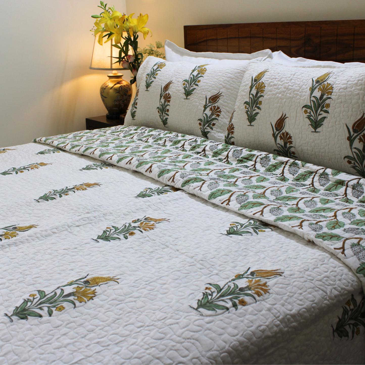 Anand Bagh-Handblock Quilted Bedcover