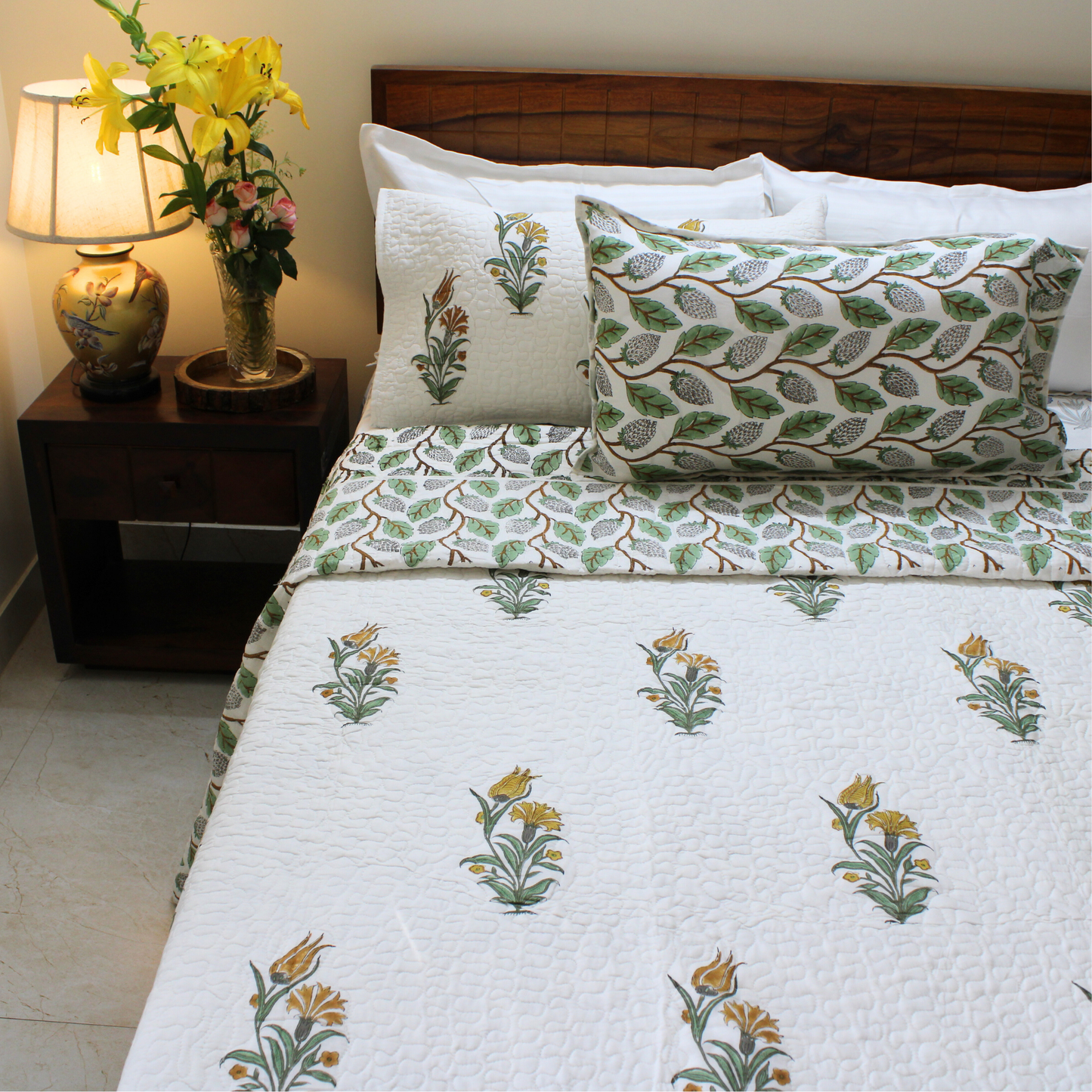 Anand Bagh-Handblock Quilted Bedcover