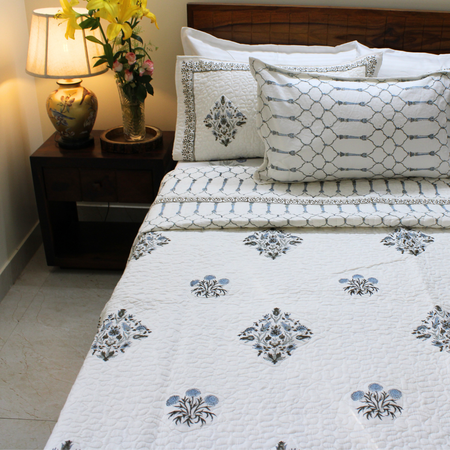 Anand Bagh-Handblock Quilted Bedcover