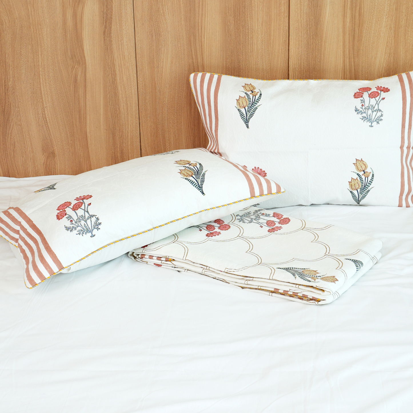 Anand Bagh Jaquard Handblock Bedcover