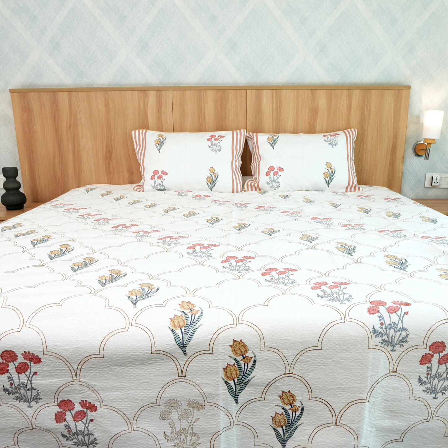 Anand Bagh Jaquard Handblock Bedcover