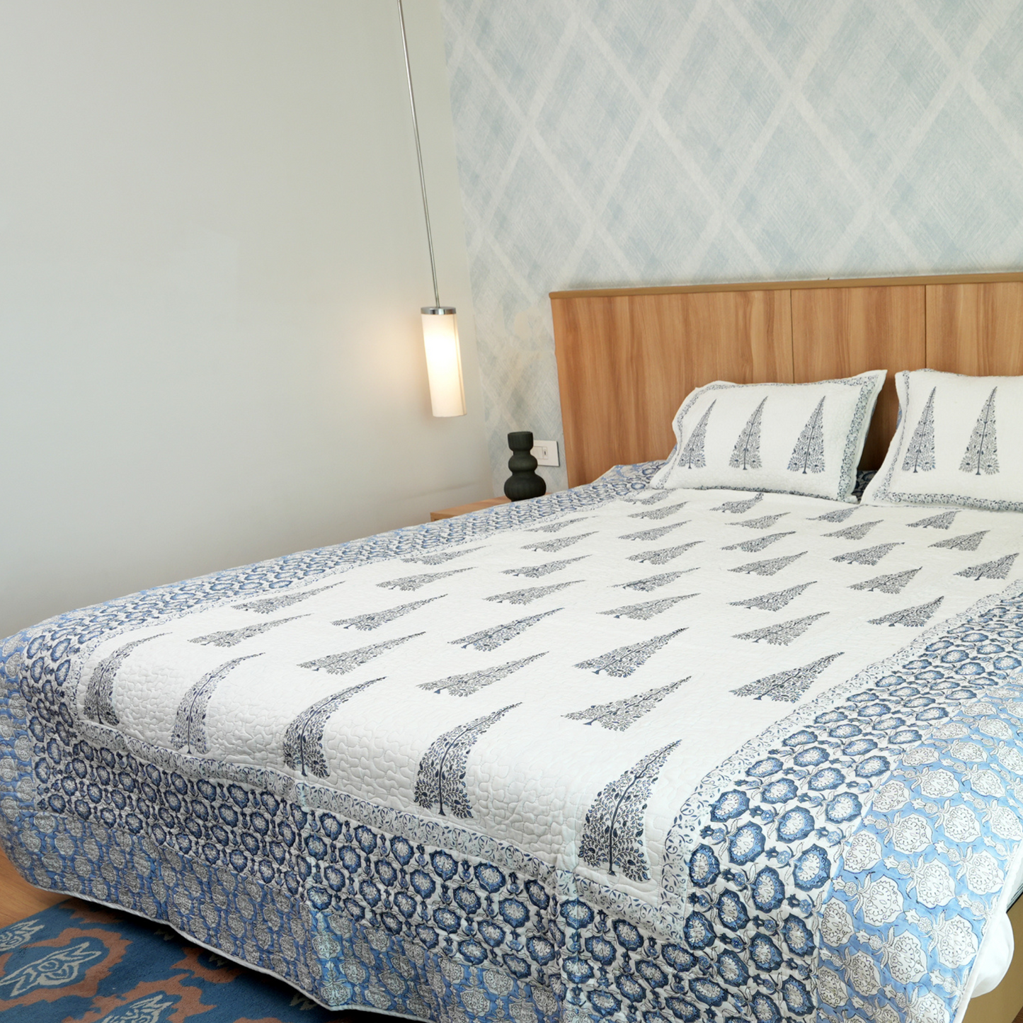 Anand Bagh-Handblock Quilted Bedcover