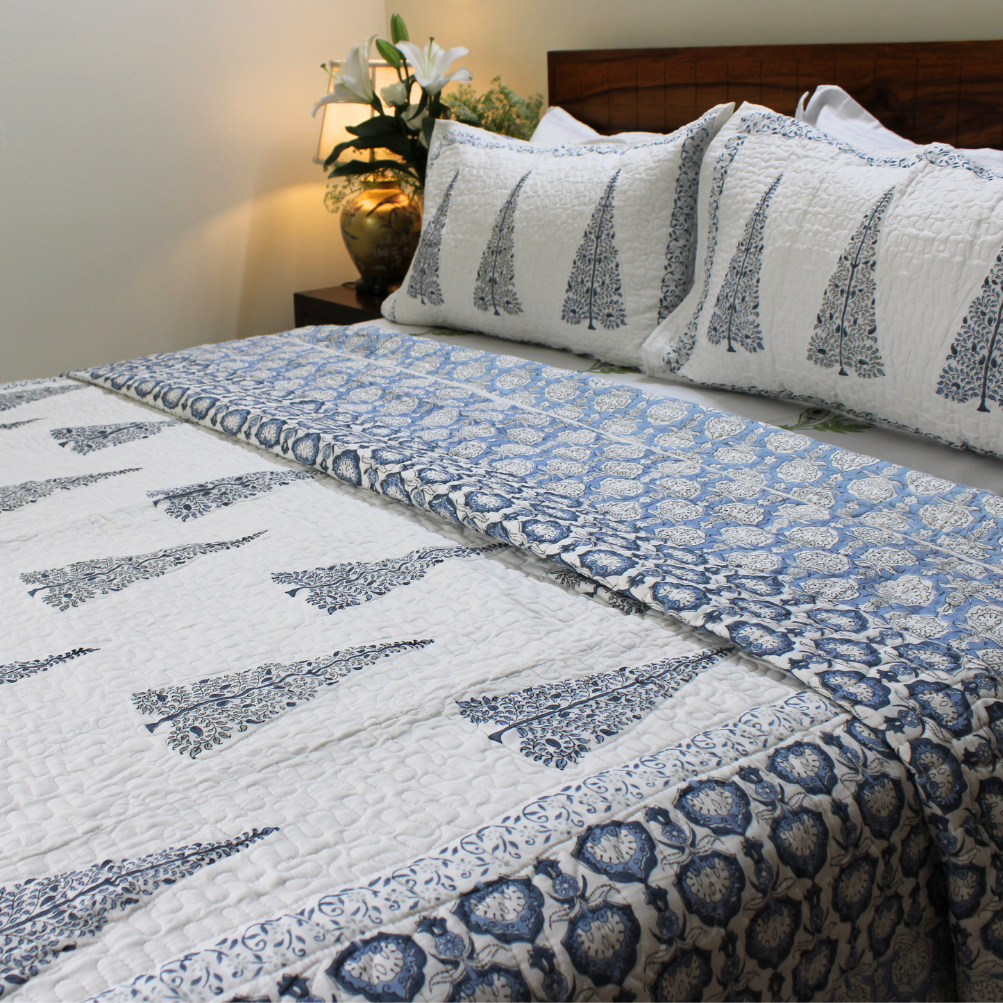 Anand Bagh-Handblock Quilted Bedcover