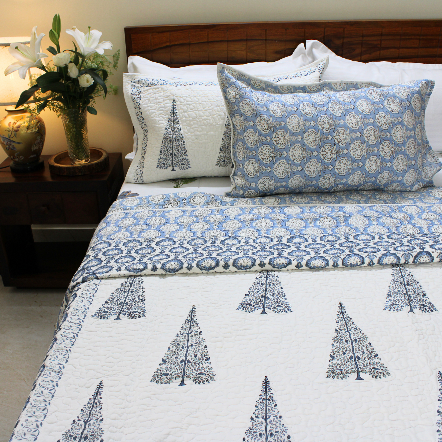 Anand Bagh-Handblock Quilted Bedcover