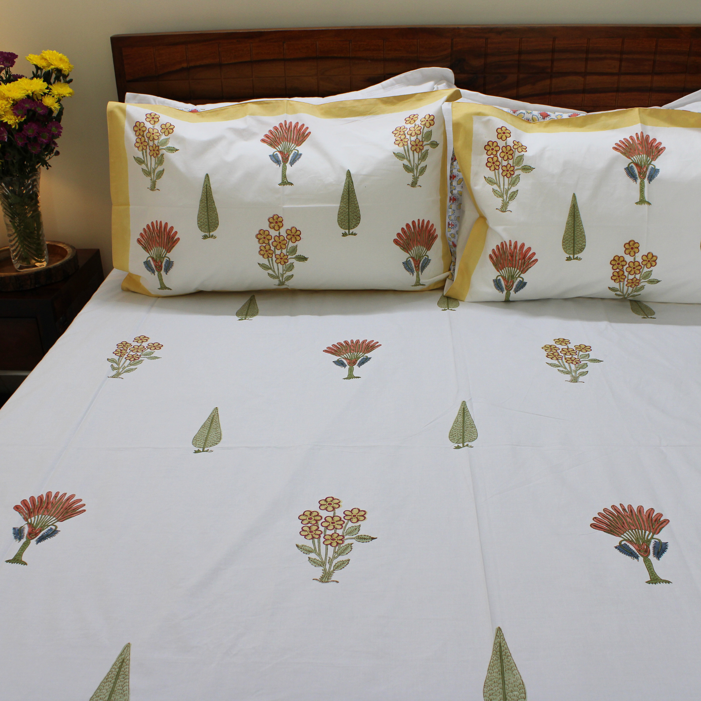 Colours Of The Garden-Handblock Bedsheet