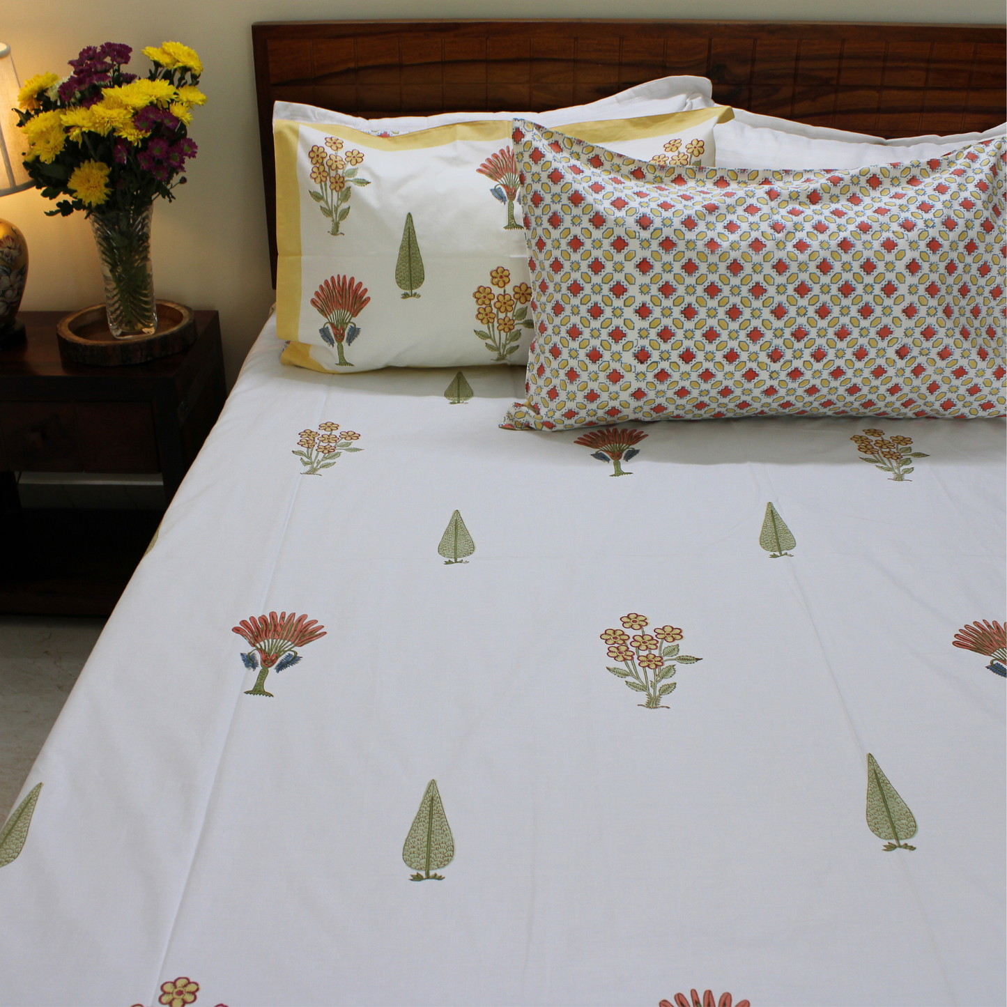 Colours Of The Garden-Handblock Bedsheet