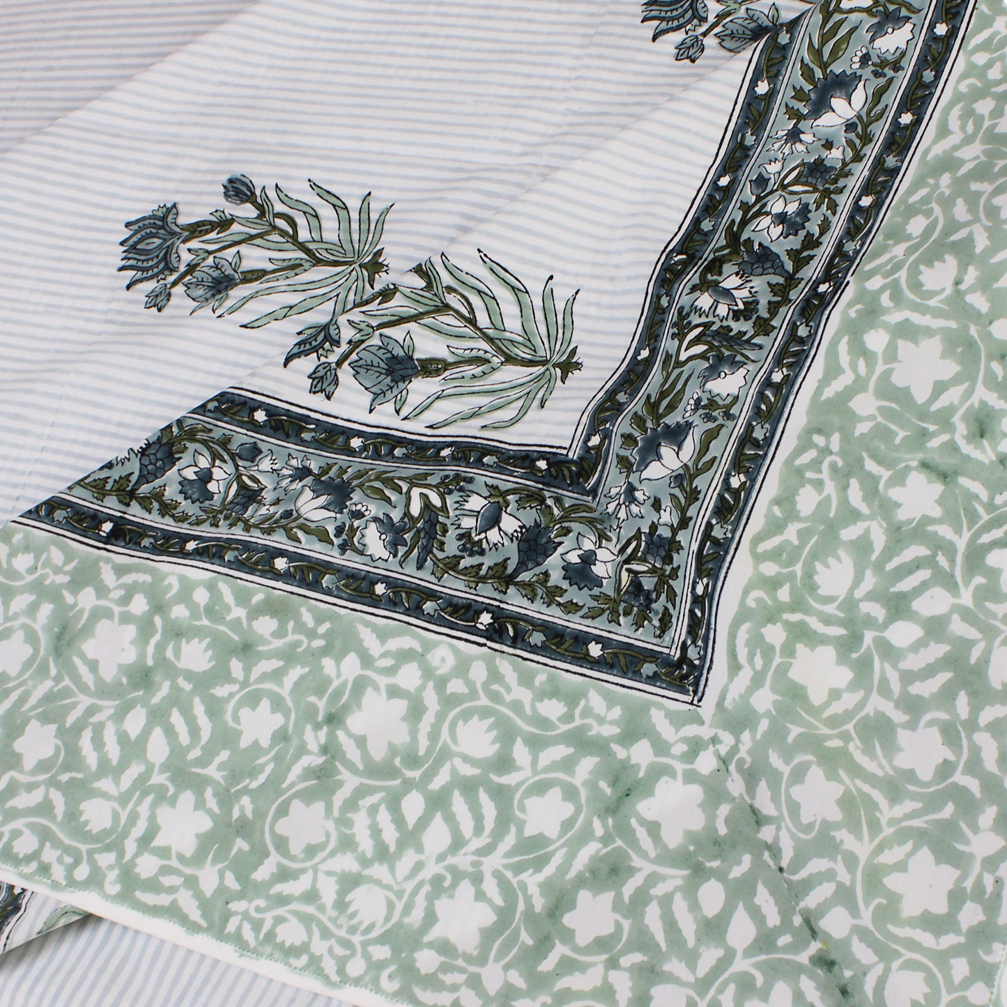 Anandbagh Handblock Handblock Bedsheet-Stripes