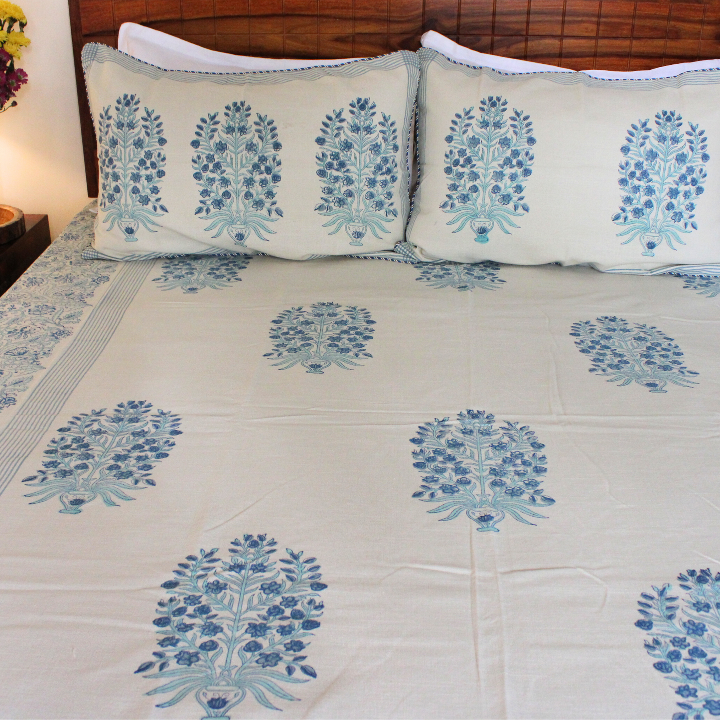 Anand Bagh Lotus Garden Handblock Bedcover