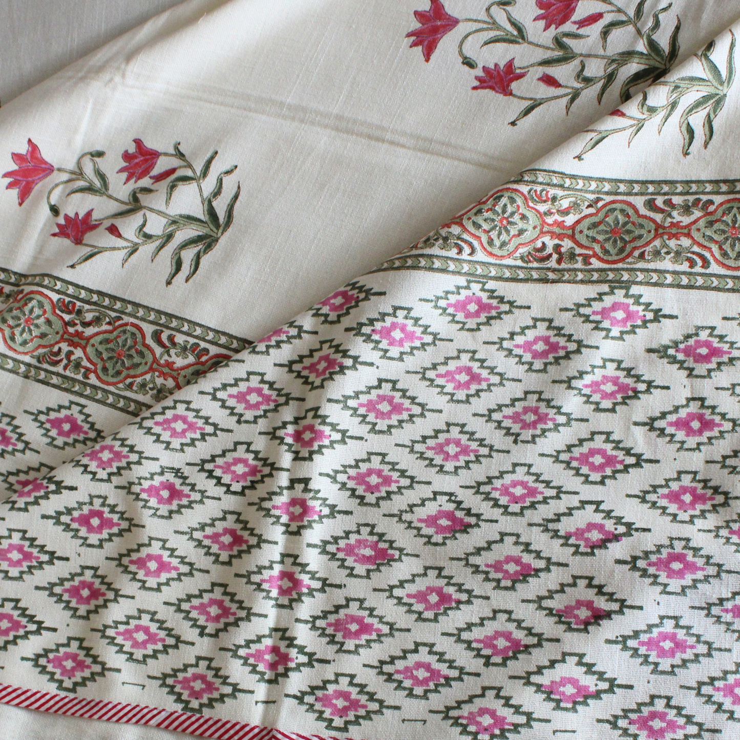 Anand Bagh Lotus Garden Handblock Bedcover