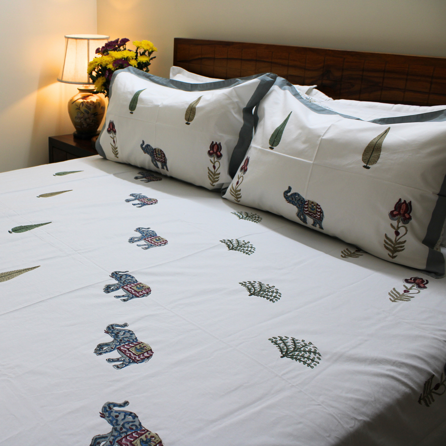 Colours Of The Garden: Handblock Bedsheet