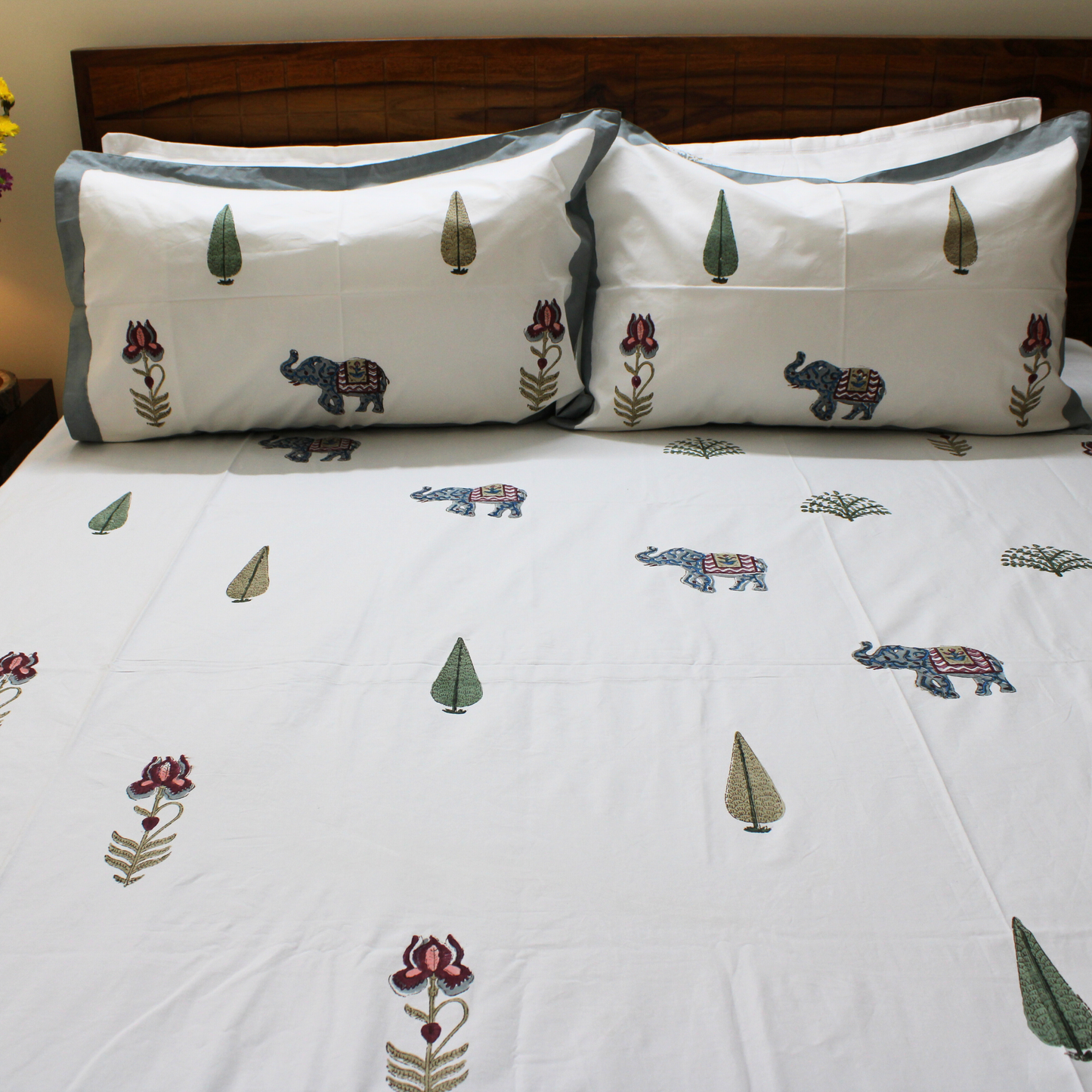 Colours Of The Garden: Handblock Bedsheet