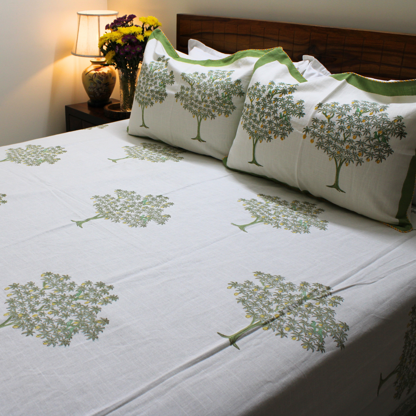 Anand Bagh Lotus Garden Handblock Bedcover