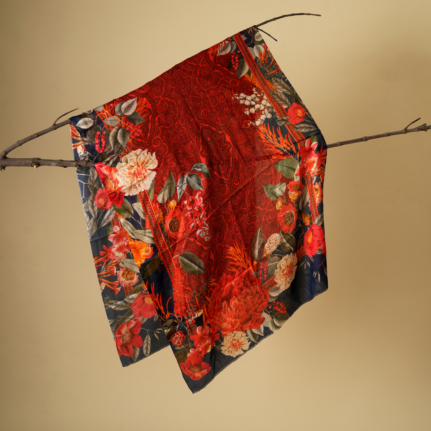 Midnight Bloom-Bamboo Modal Stole