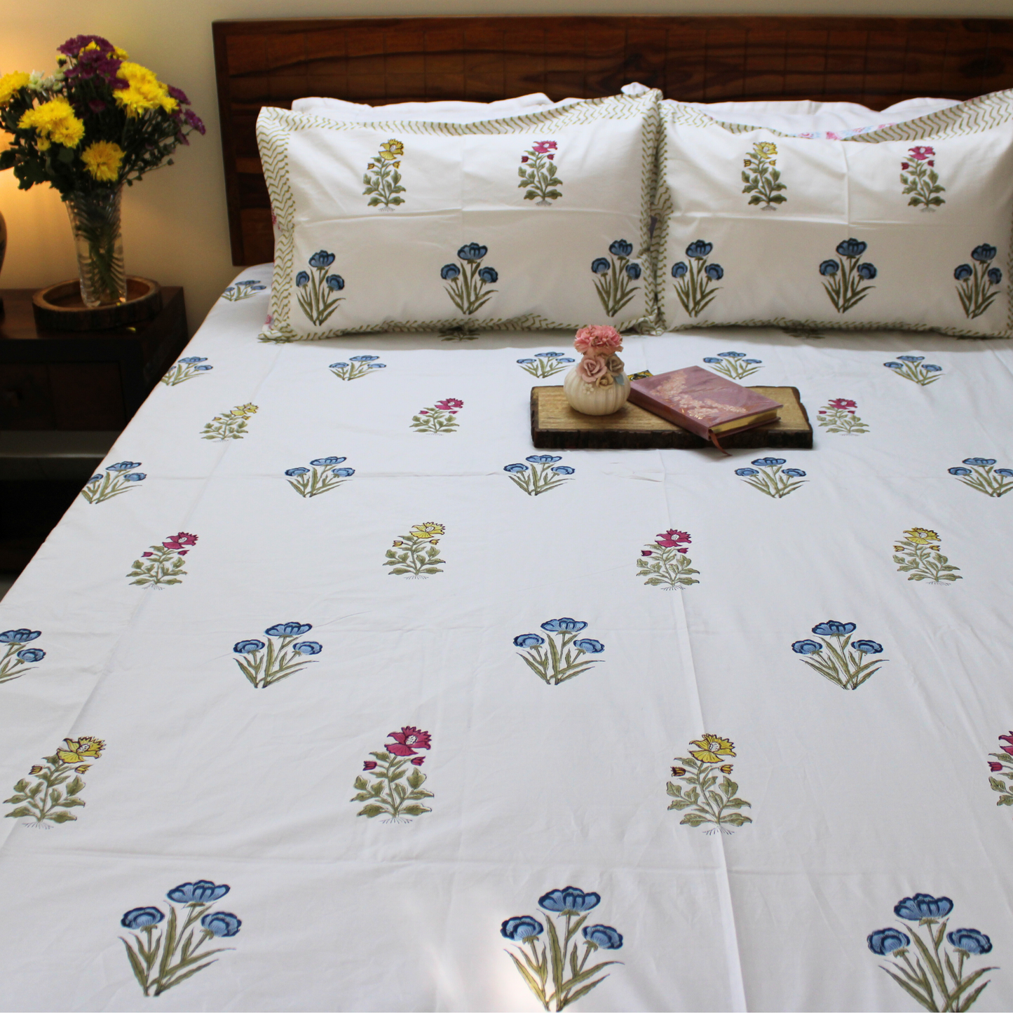 Colours Of The Garden: Handblock Bedsheet