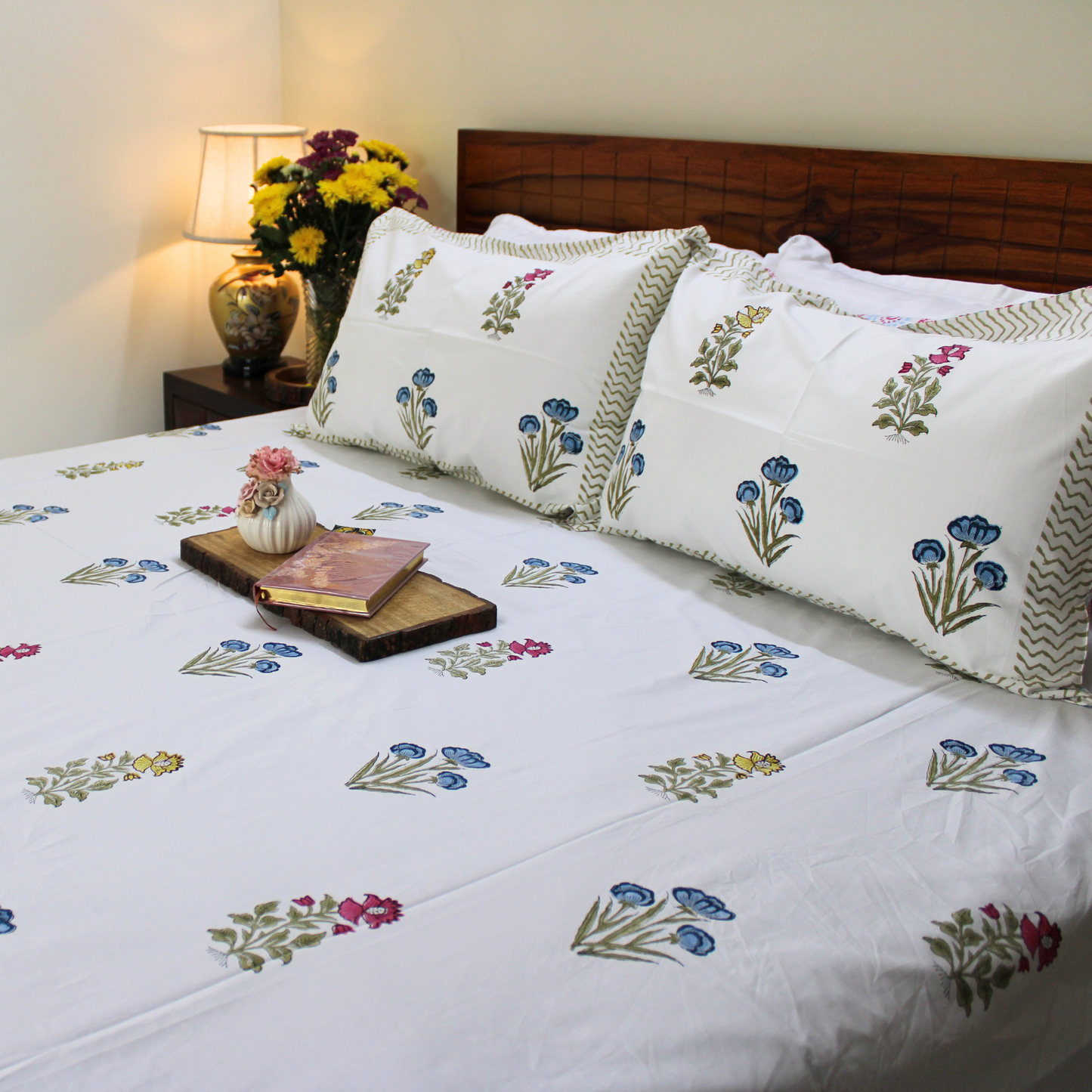 Colours Of The Garden: Handblock Bedsheet