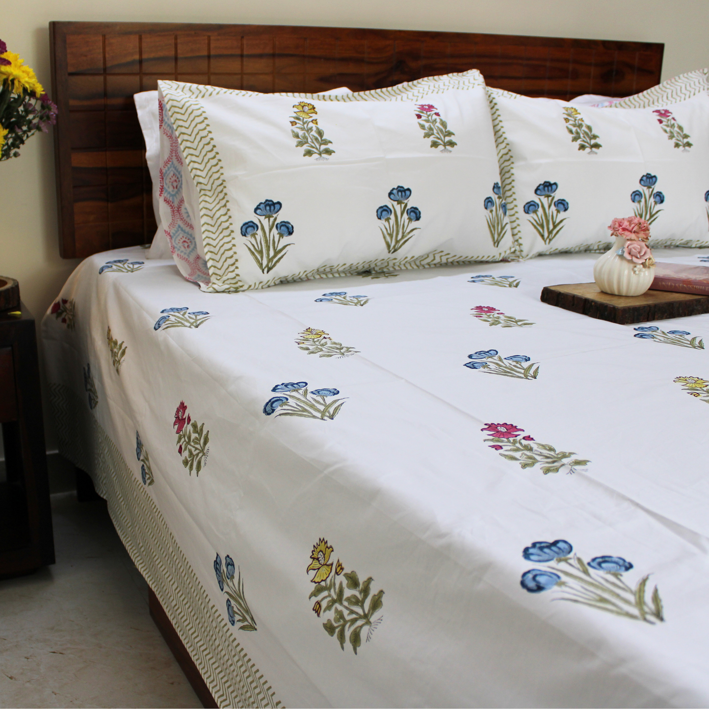 Colours Of The Garden: Handblock Bedsheet