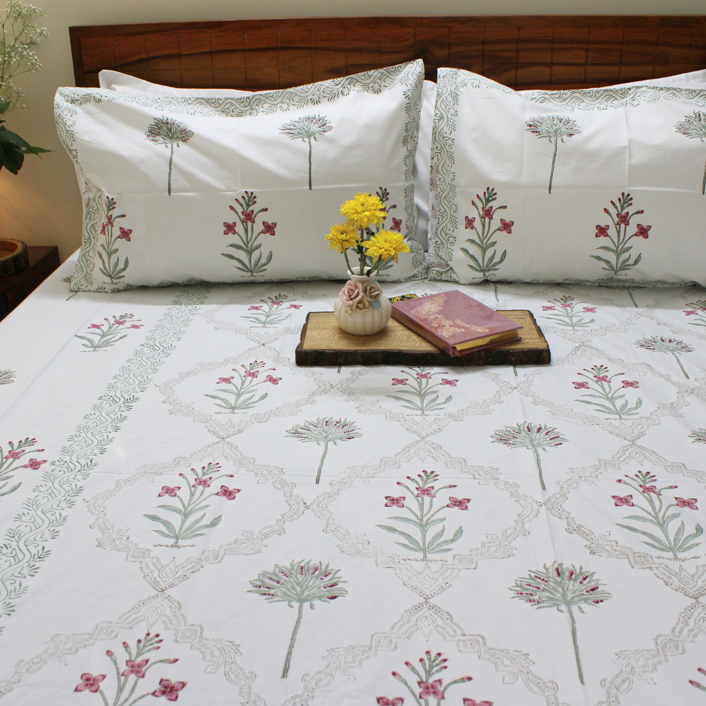 Colours Of The Garden: Handblock Bedsheet