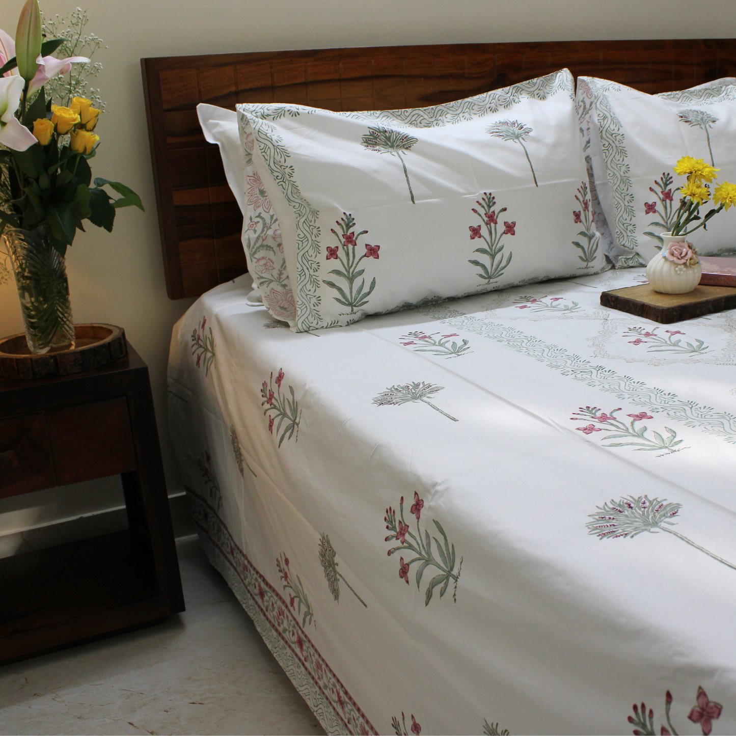 Colours Of The Garden: Handblock Bedsheet