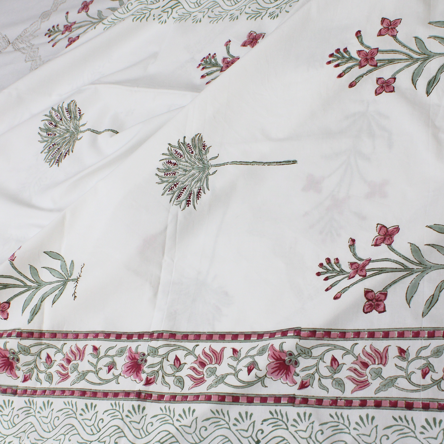 Colours Of The Garden: Handblock Bedsheet