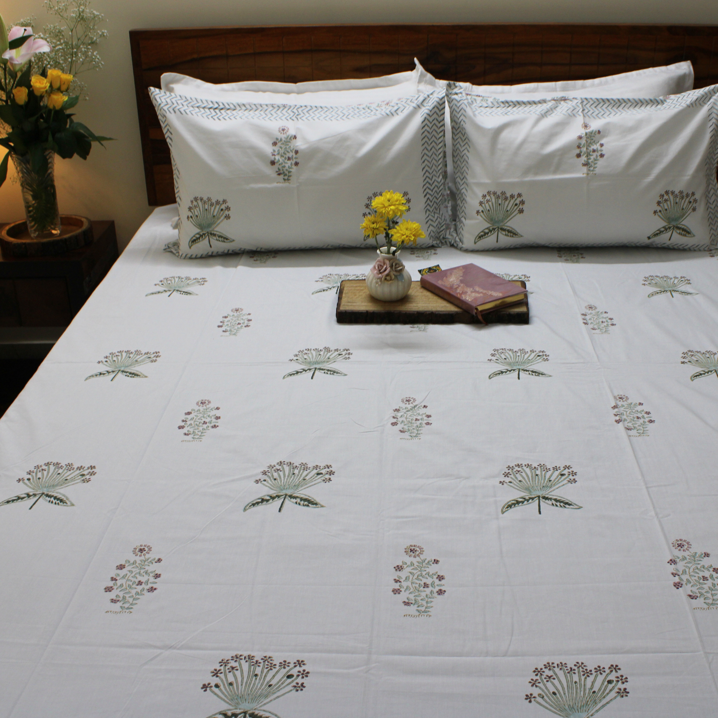 Colours Of The Garden: Handblock Bedsheet