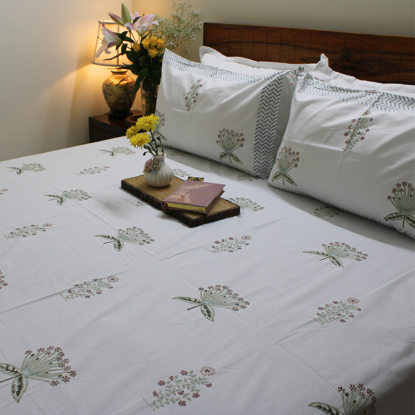Colours Of The Garden: Handblock Bedsheet