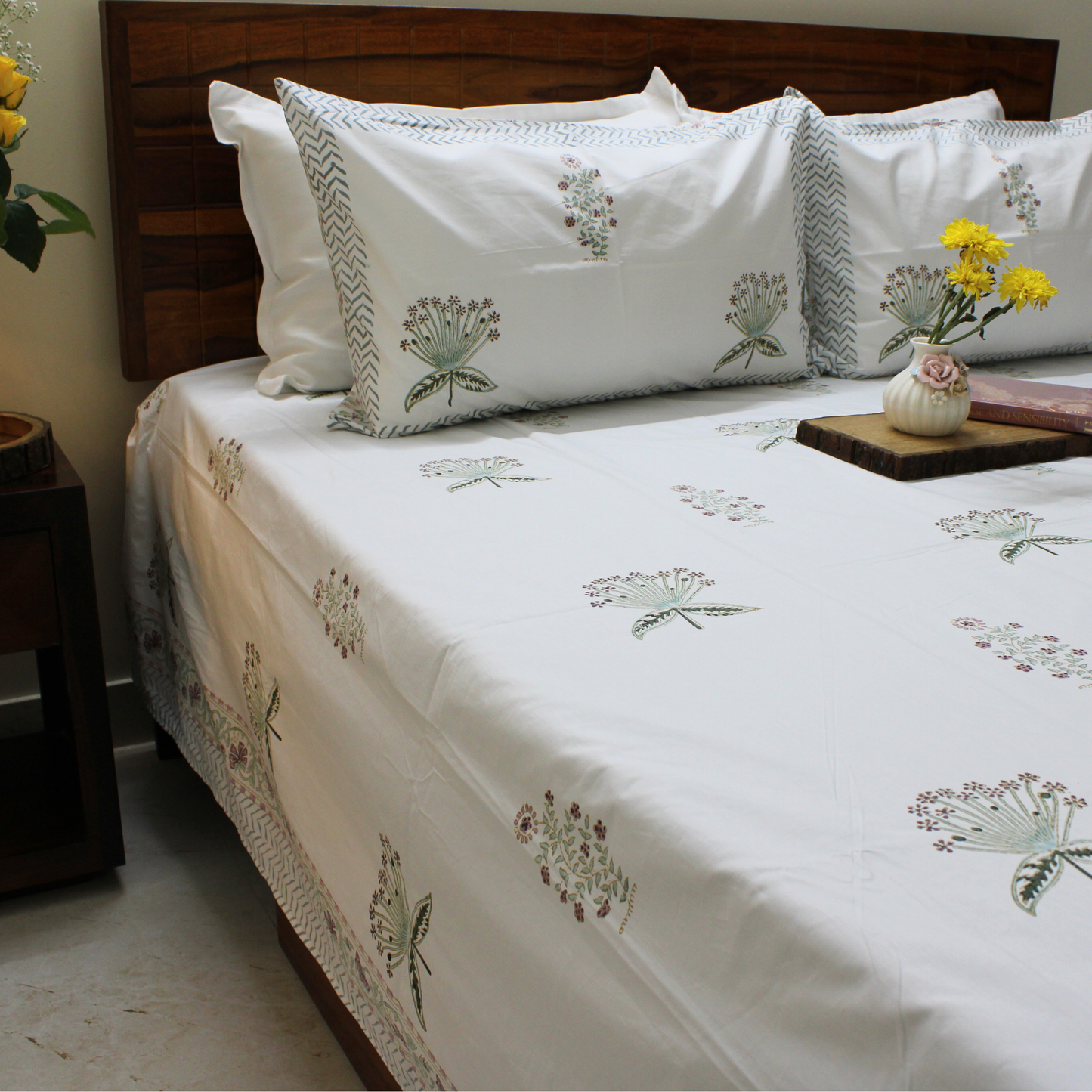 Colours Of The Garden: Handblock Bedsheet