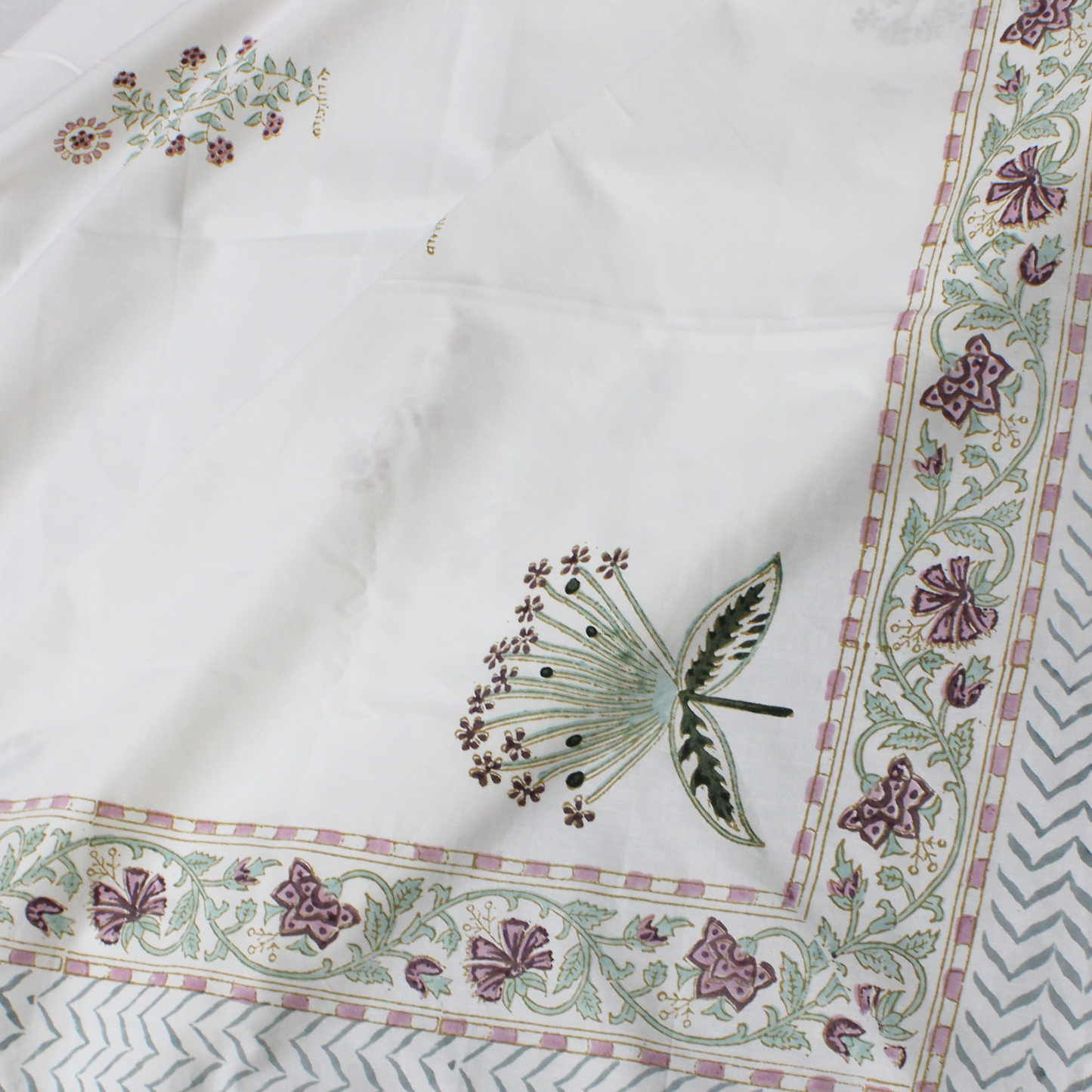 Colours Of The Garden: Handblock Bedsheet