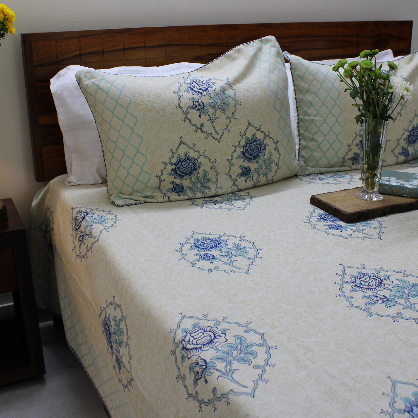 Anand Bagh Lotus Garden Handblock Bedcover