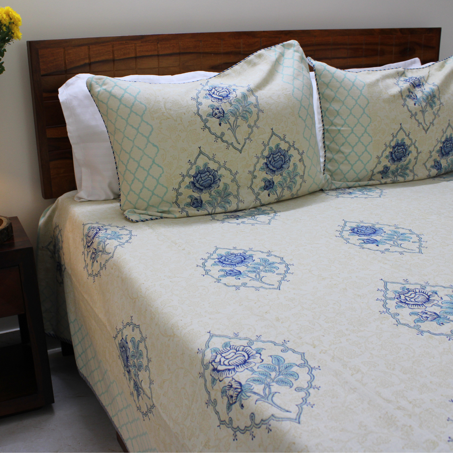 Anand Bagh Lotus Garden Handblock Bedcover