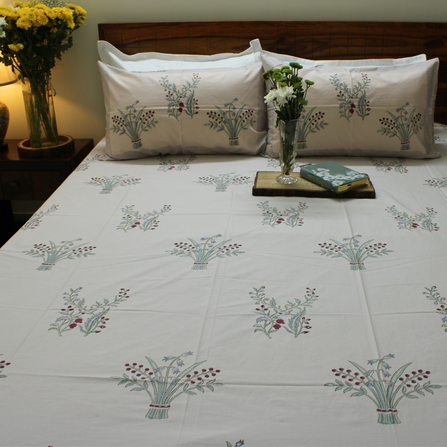 Colours Of The Garden: Handblock Bedsheet