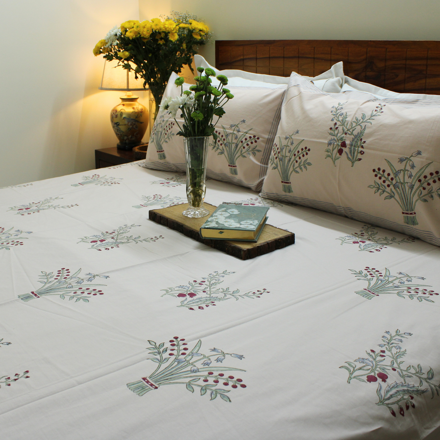 Colours Of The Garden: Handblock Bedsheet