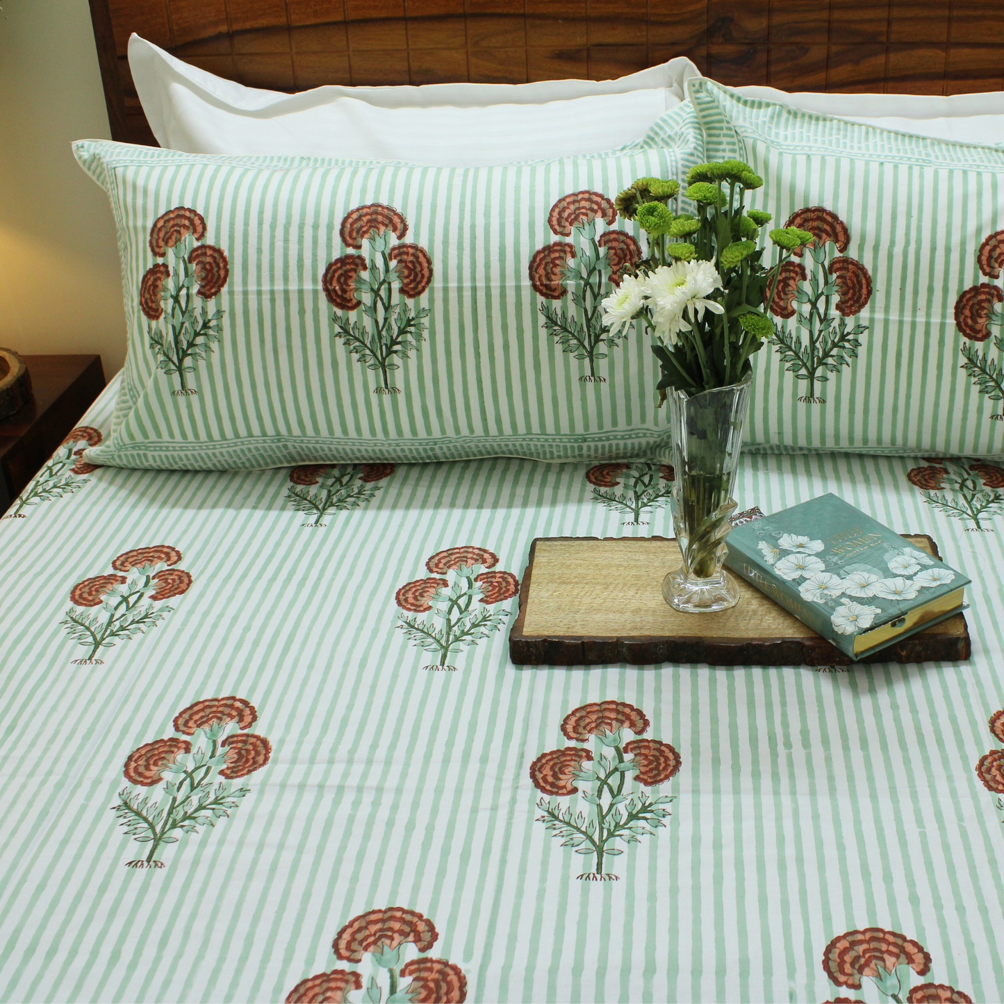 Anandbagh Handblock Handblock Bedsheet-Stripes
