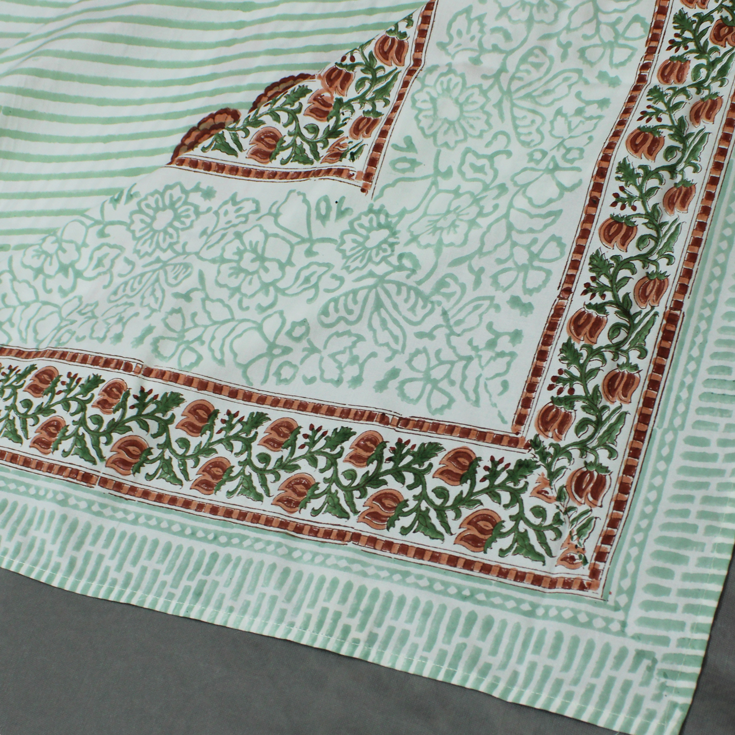 Anandbagh Handblock Handblock Bedsheet-Stripes