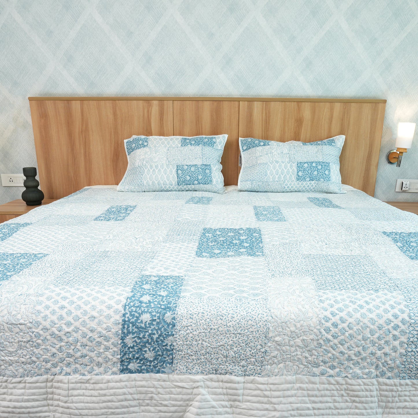 Patch Voile Handblock Quilted Bedcover