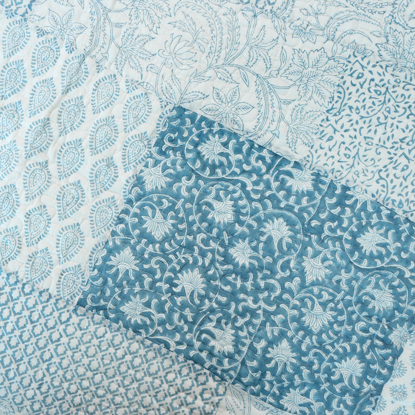 Patch Voile Handblock Quilted Bedcover
