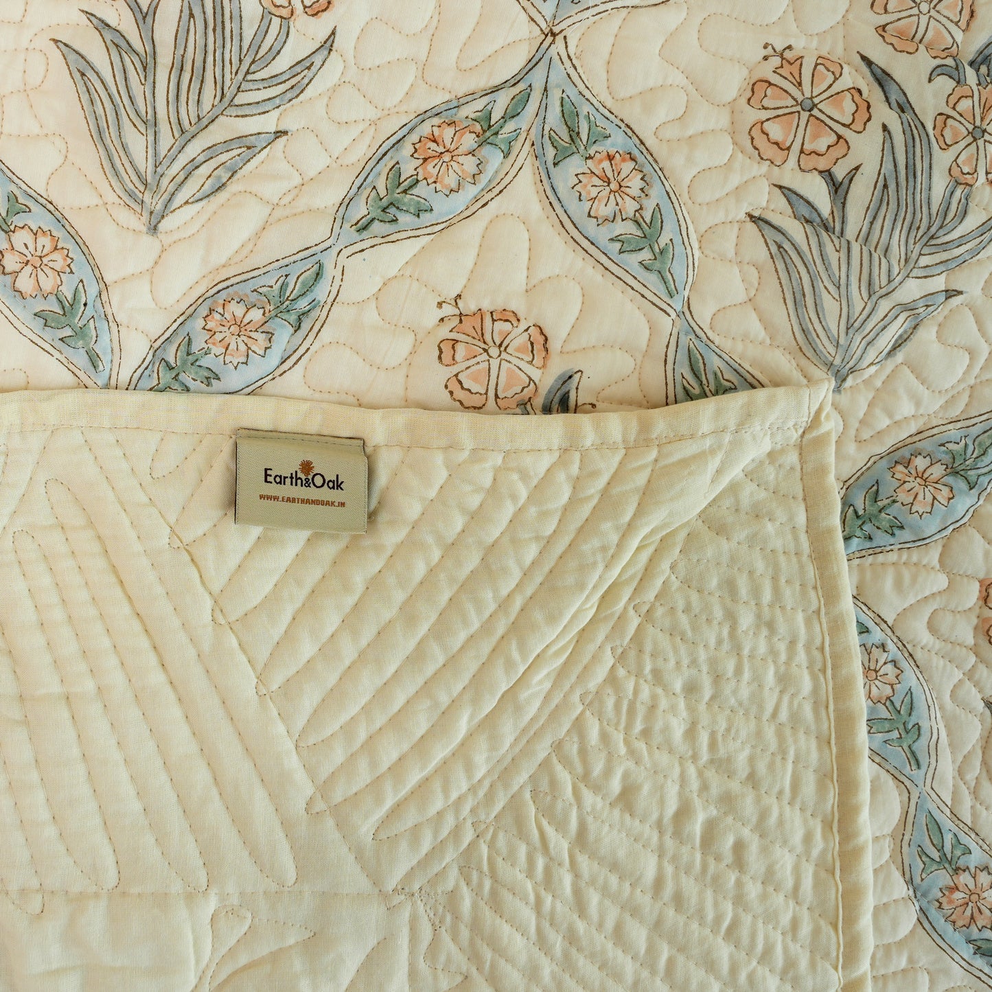 Iris Handblock Quilted Bedcover