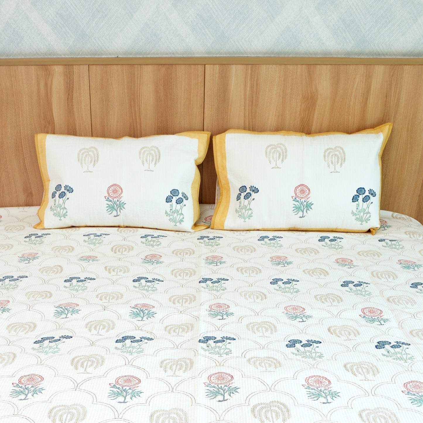 Colours Of The Garden - Handblock Quilted Bedcover
