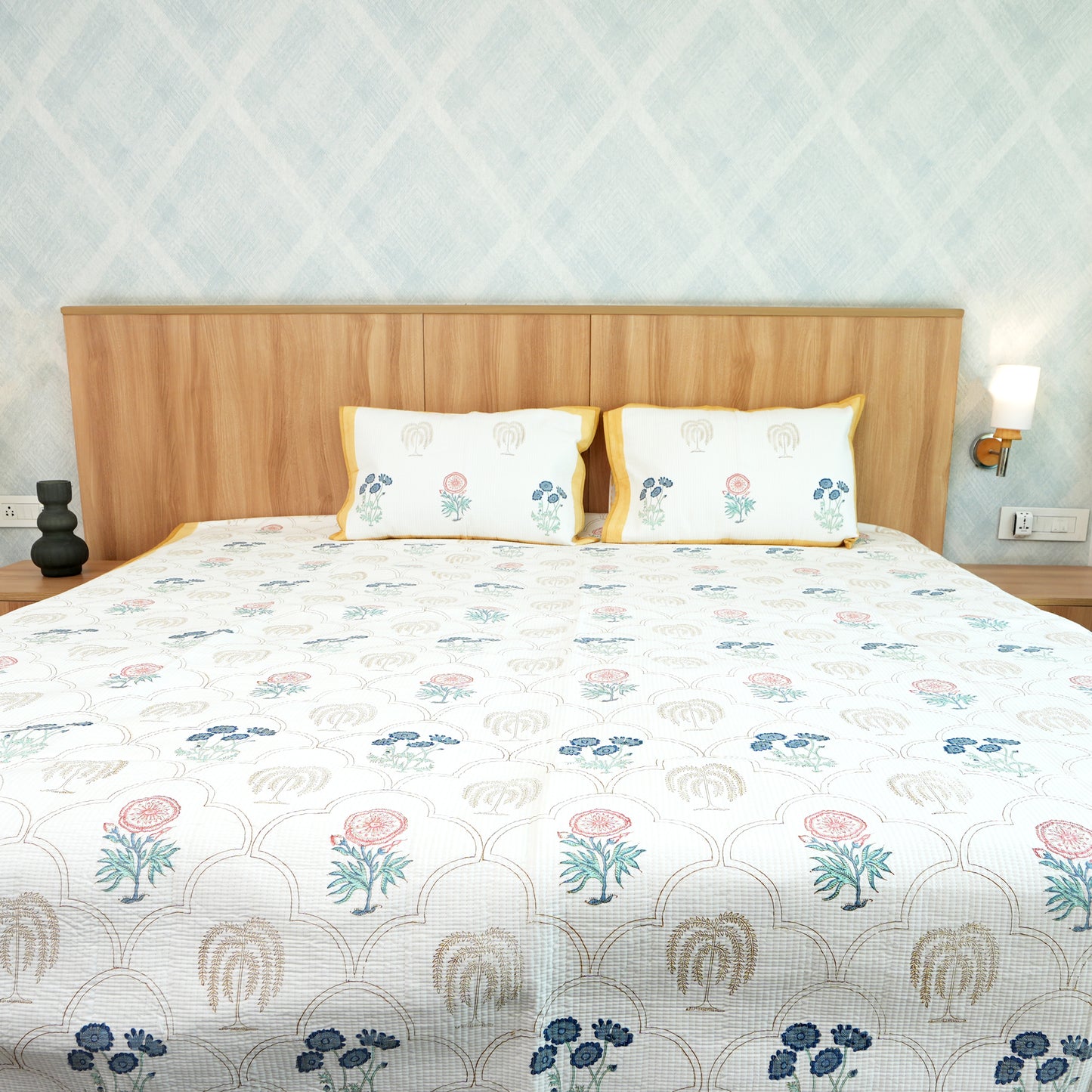 Colours Of The Garden - Handblock Quilted Bedcover
