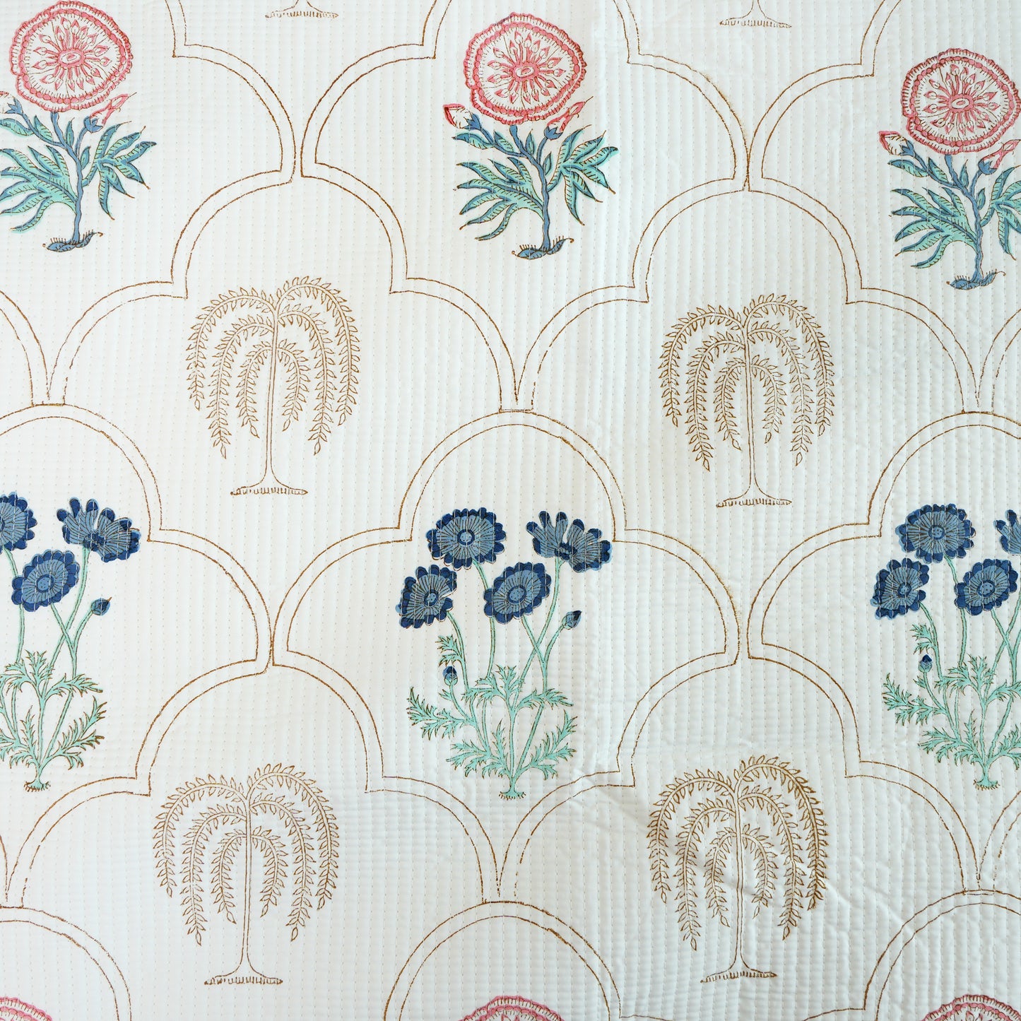 Colours Of The Garden - Handblock Quilted Bedcover