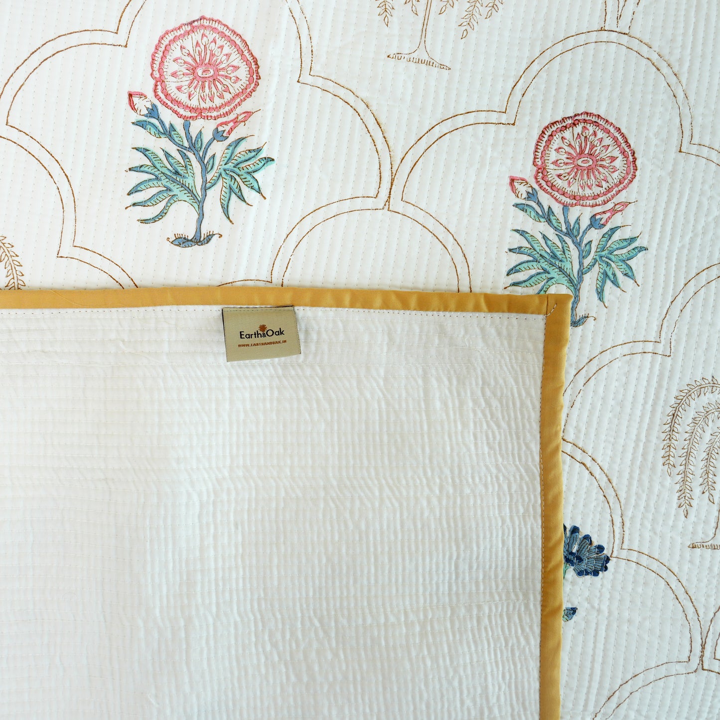 Colours Of The Garden - Handblock Quilted Bedcover