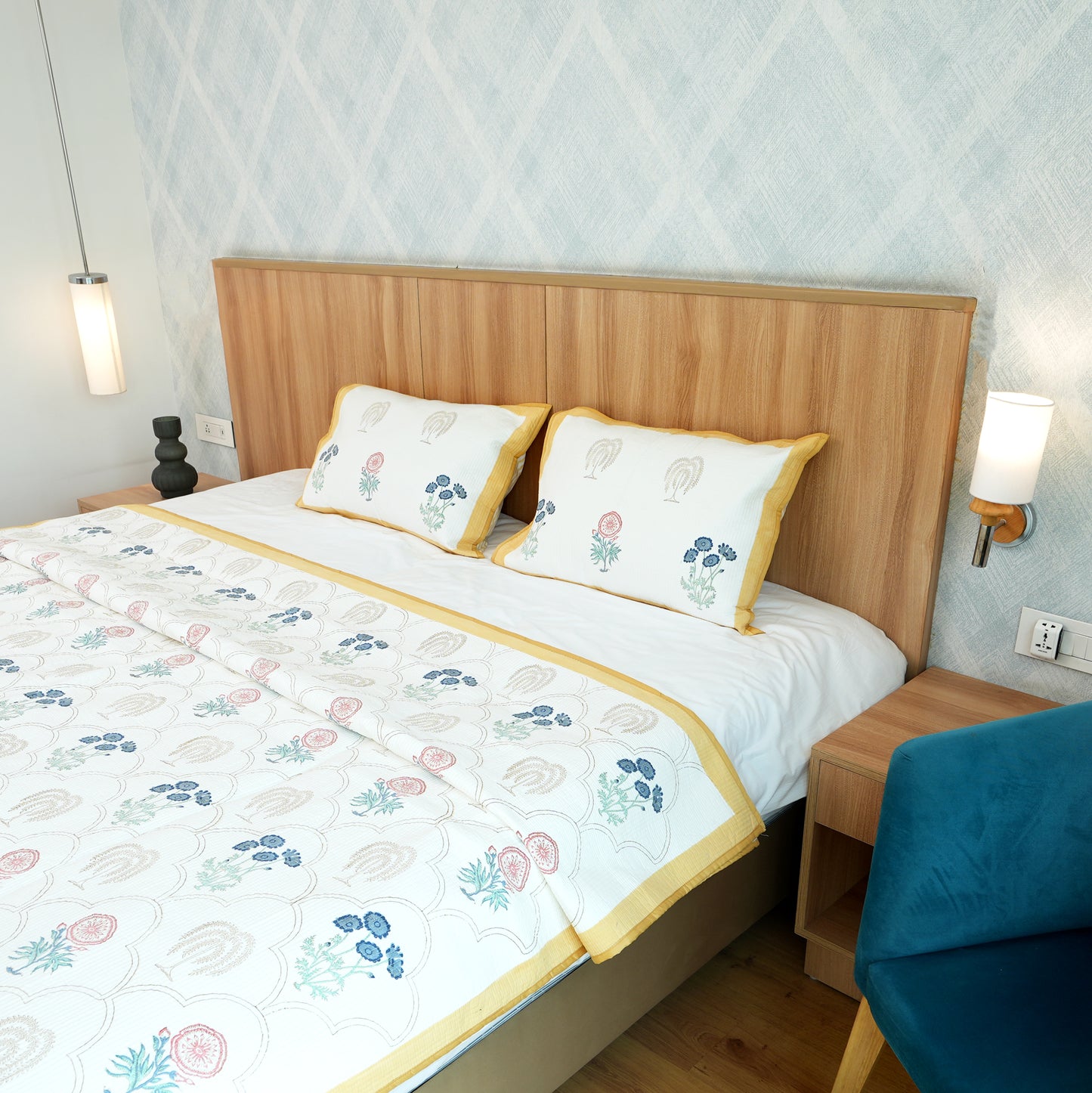 Colours Of The Garden - Handblock Quilted Bedcover
