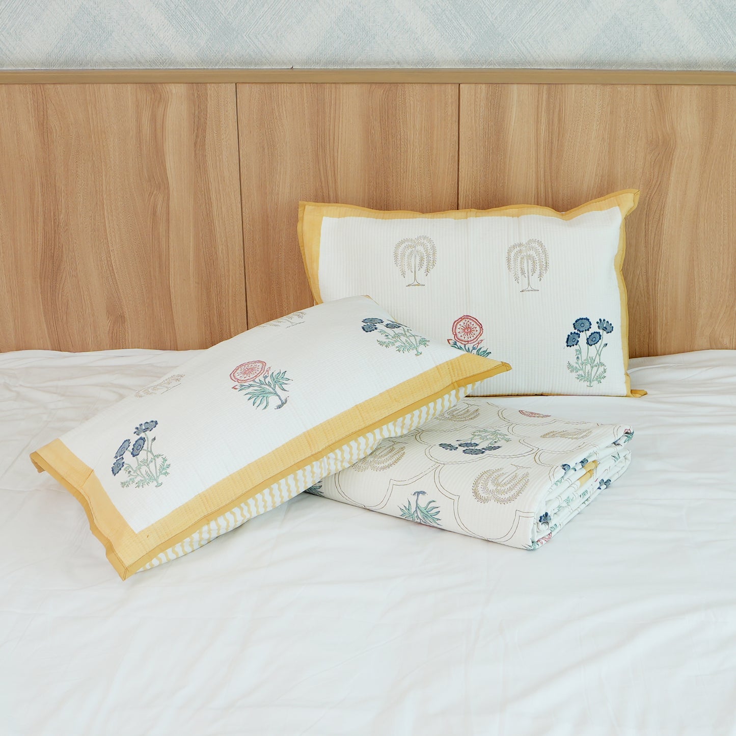 Colours Of The Garden - Handblock Quilted Bedcover