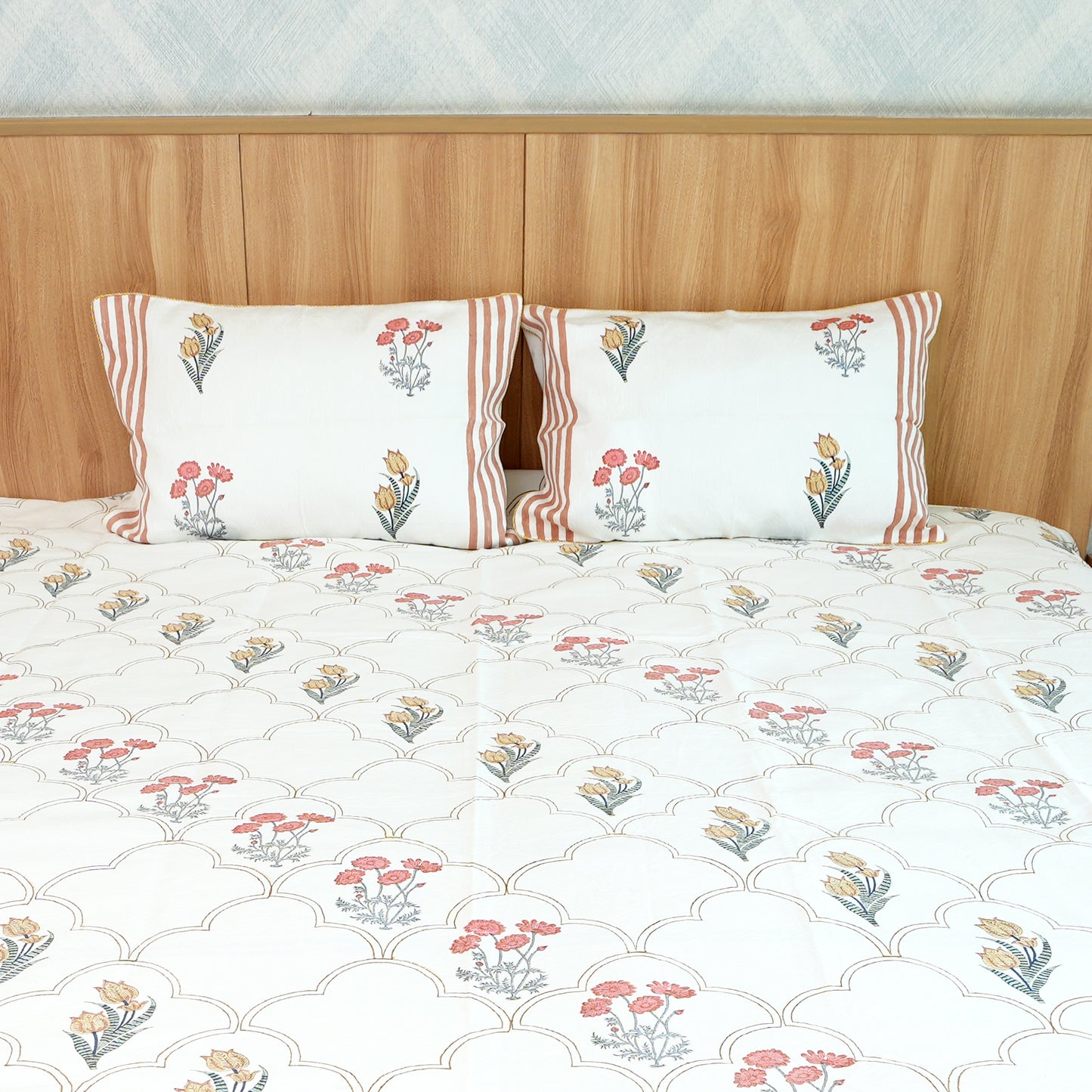 Anand Bagh Jaquard Handblock Bedcover