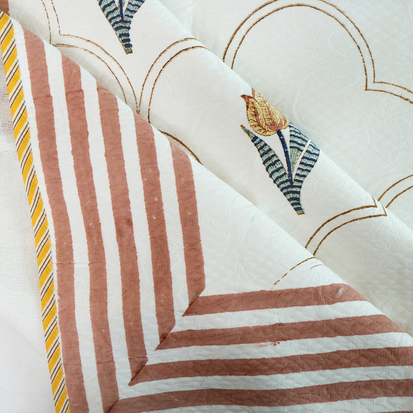 Anand Bagh Jaquard Handblock Bedcover