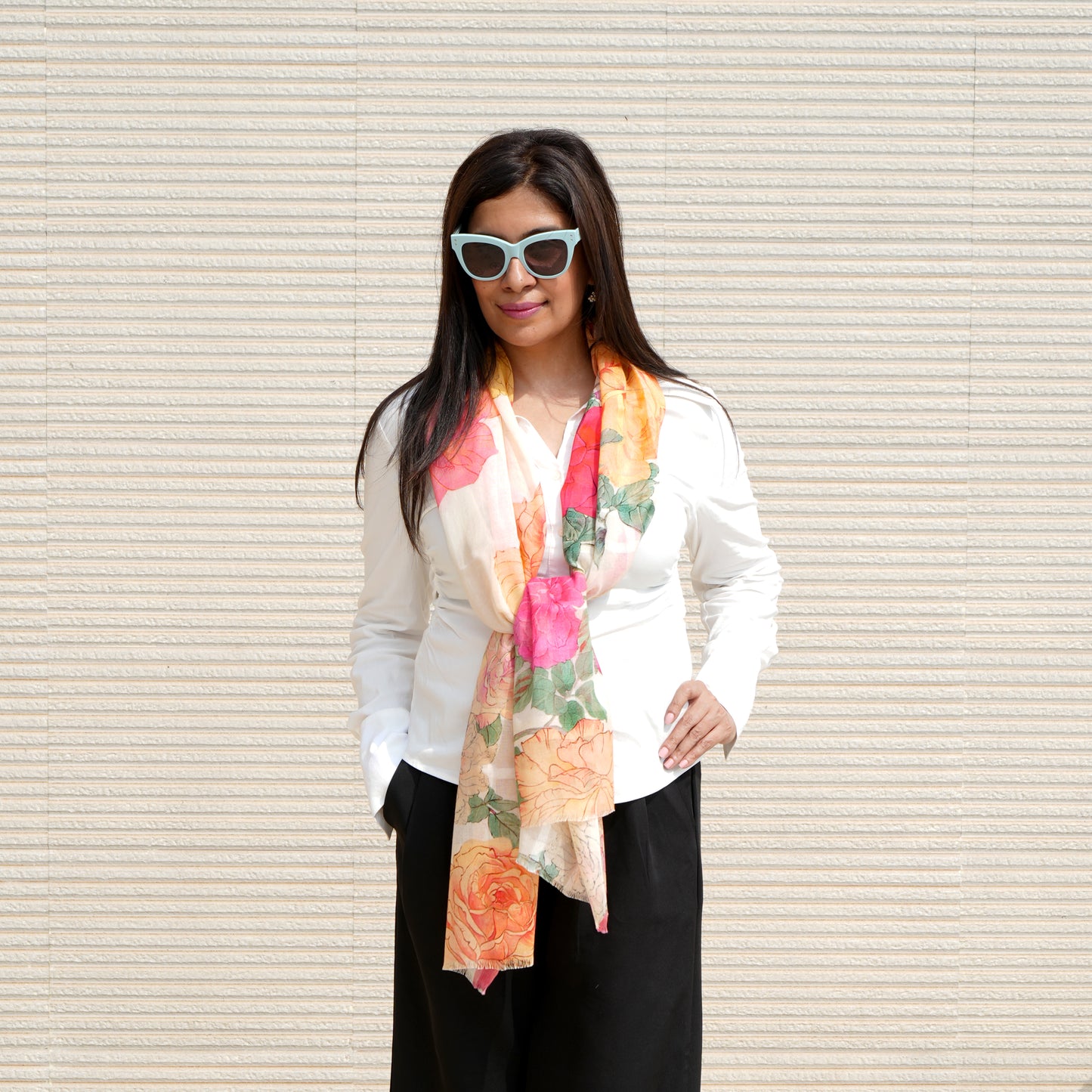 Bloom-Modal Cotton Silk Stole