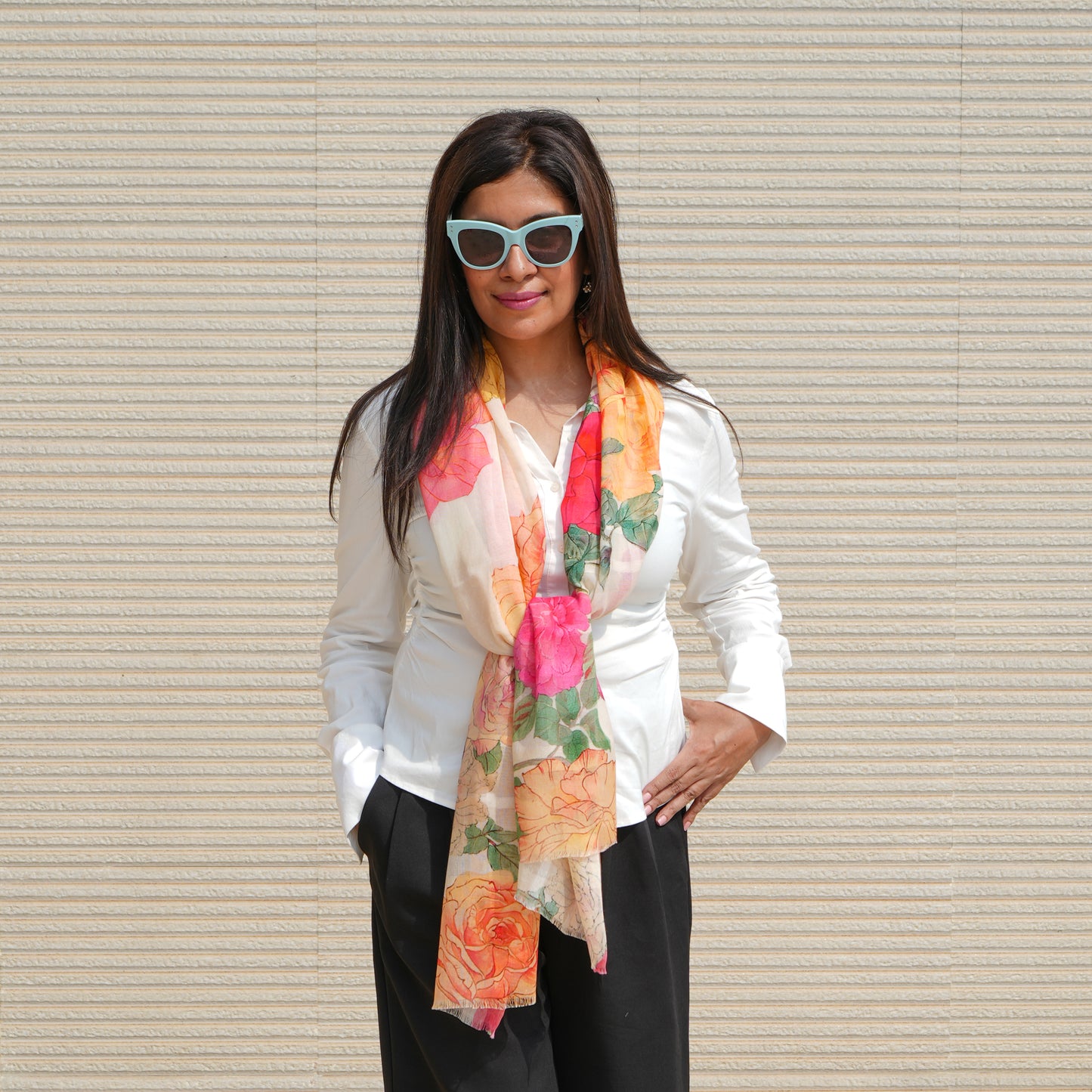 Bloom-Modal Cotton Silk Stole