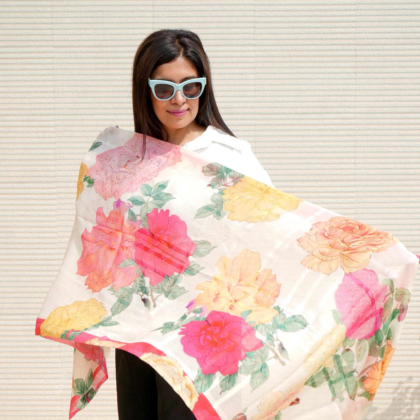 Bloom-Modal Cotton Silk Stole