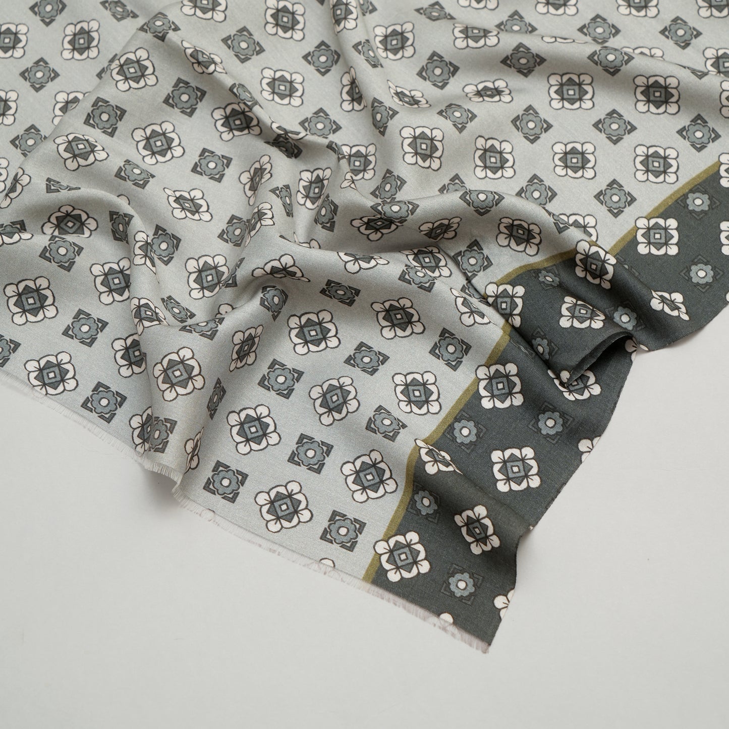 Fabric with a floral pattern on a light gray background - silk stole by earthandoak