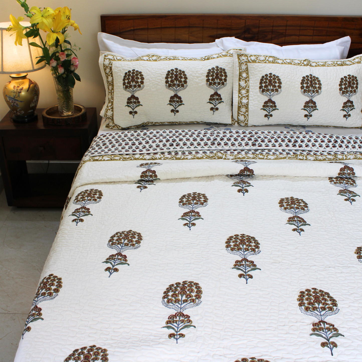 Anand Bagh-Handblock Quilted Bedcover